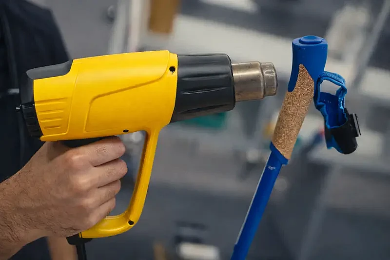 Нагрев лыжной палки для снятия ручки