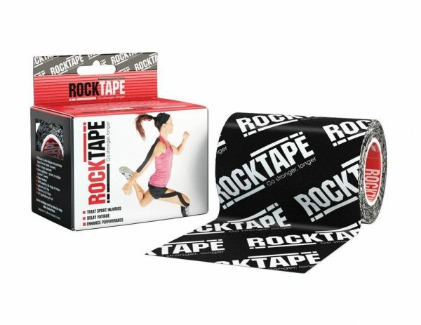 RockTape Кинезиотейп Classic, 5см х 5м, черный логотип