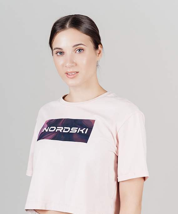 Футболка укороченная Nordski Simple Logo Soft Pink W NSW888994