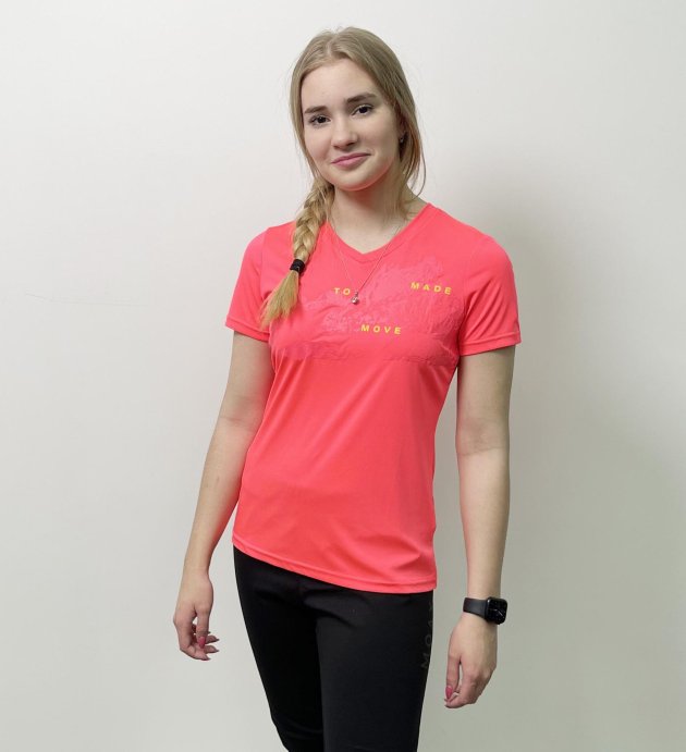 Футболка GTS V-Neck functional жен. 35 ярко-розовый в Твери