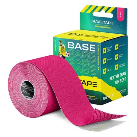 Кинезиотейп RaveTape BASE 5×5 Розовый (PINK) RVTB-PNK-55