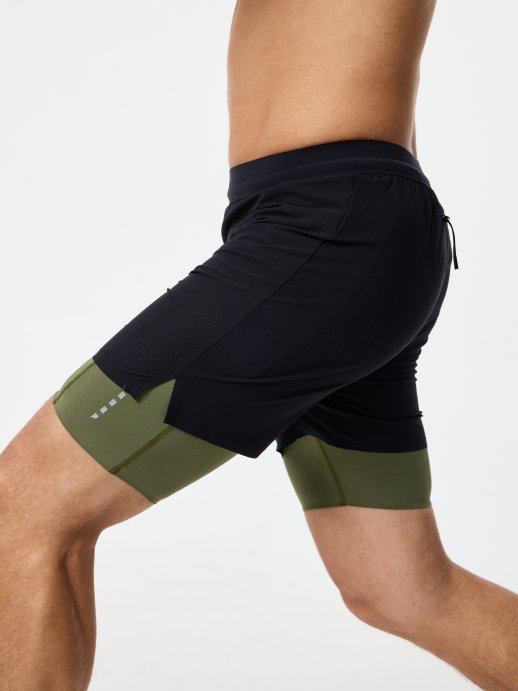 Шорты с лосинами Nordski Stayer Black/Olive NSM284426