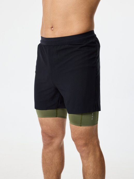 Шорты с лосинами Nordski Stayer Black/Olive NSM284426