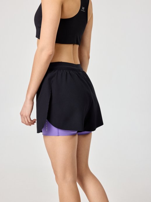 Шорты с лосинами Nordski Stayer Black/Lavender W NSW285827