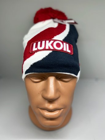 Шапка теплая РОССИЯ "Триколор 22/23" (красный помпон)