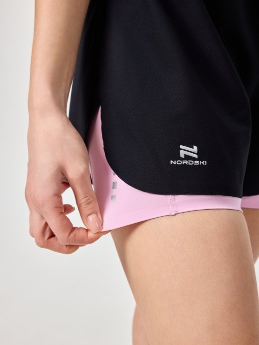 Шорты с лосинами Nordski Stayer Black/Pink W NSW285957