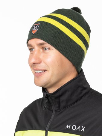 Шапка Moax Tradition Sport stripe 23575M/48001 олива/лайм 56
