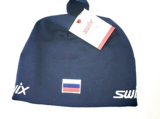 Шапка SWIX Tradition с флагом 46704-751RU темно-синий 56 в Твери