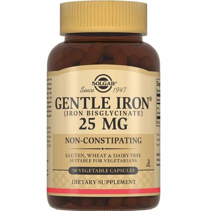 Легкодоступное железо Gentle Iron® 25 mg Vegetable Capsules Solgar 90 капс.