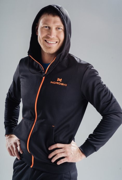 Толстовка с капюшоном мужская Nordski Hood Black-Orange NSM599103 в Твери