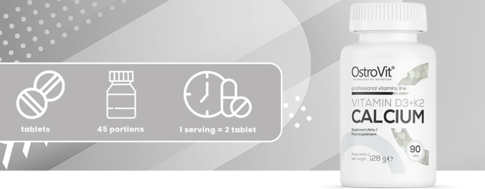 Кальций Д3 + К2 + OstroVit Vitamin D3 + K2 + Сalcium 90 таб. в Твери