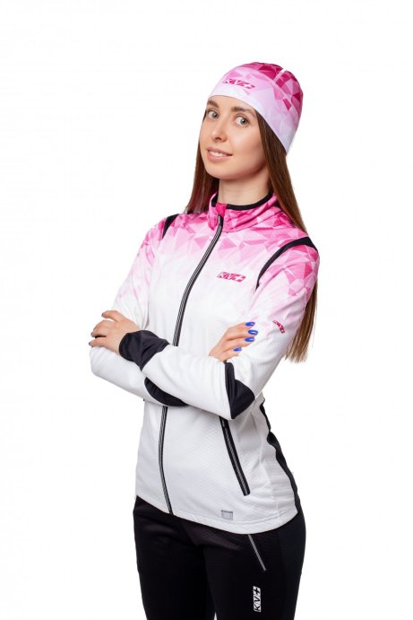 Шапка KV+ PREMIUM белый\розовый 22A02.101