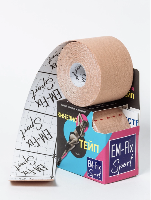 тейп ЕМ-Fix Sport (Tape), усиленная фиксация, бежевый, 5см*5м в Твери