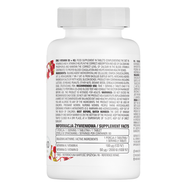 Витамин Д3 + К2 OstroVit Vitamin D3 + K2 90 таб. в Твери