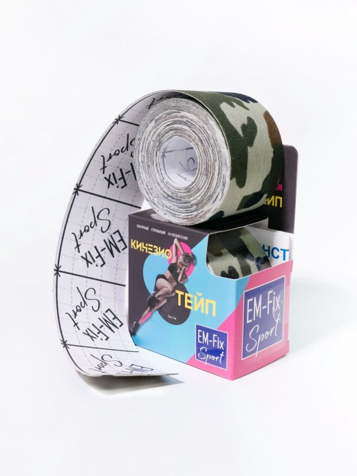 тейп ЕМ-Fix Sport (Tape), усиленная фиксация, камуфляж, 5см*5м в Твери