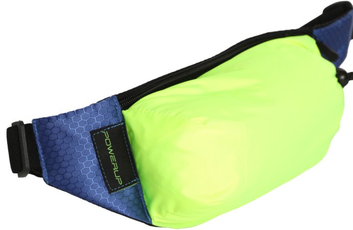 Беговая поясная сумка POWERUP (голубая) с карманом для бутылки