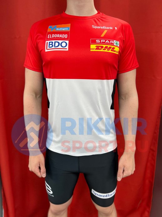 Футболка беговая НОРВЕГИЯ 2022 красн.-белая