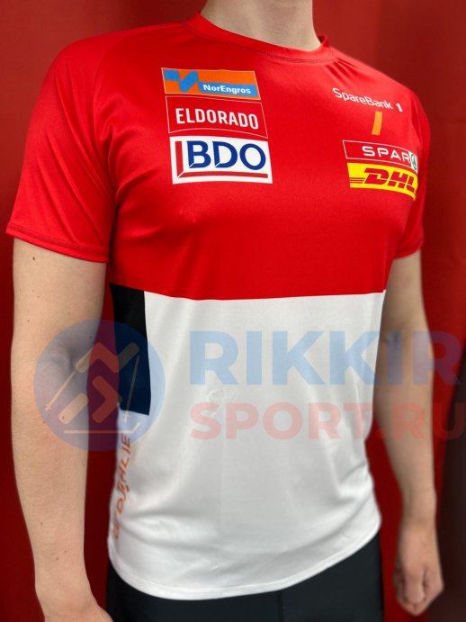 Футболка беговая НОРВЕГИЯ 2022 красн.-белая