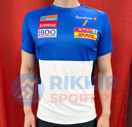Футболка беговая НОРВЕГИЯ 2022 син.-белая