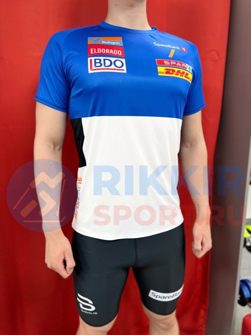 Футболка беговая НОРВЕГИЯ 2022 син.-белая