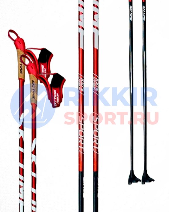 ЛЫЖНЫЕ ПАЛКИ SKI TIME SPORT 100% Carbon Red/Black