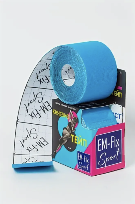 тейп ЕМ-Fix Sport (Tape), базовая фиксация, голубой, 5см*5м в Твери