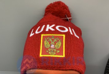 Шапка теплая РОССИЯ герб бордовая