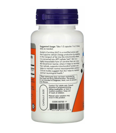 Ацетил Л-карнитин NOW Acetyle L-Carnitine 500mg 50 капс.
