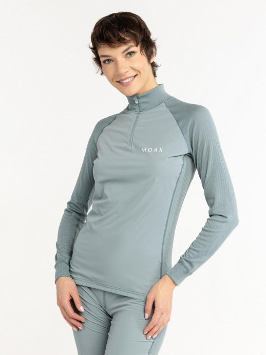 Термофутболка Moax Race Wind LS с воротн. жен. MX114050/11400 серо-зеленый в Твери