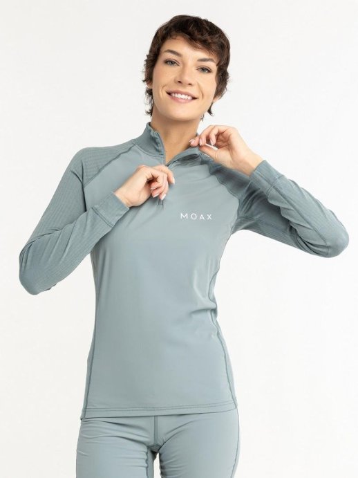 Термофутболка Moax Race Wind LS с воротн. жен. MX114050/11400 серо-зеленый в Твери