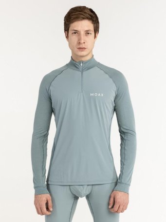 Термофутболка Moax Race Wind LS с воротн. муж. MX114051/11400 серо-зеленый