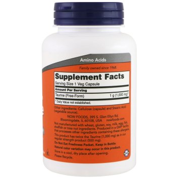 Таурин NOW Taurine 1000mg 100 капс.