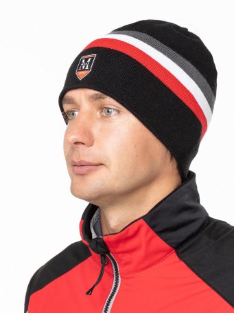 Шапка Moax Tradition Sport stripe 23575M/10010 черный/красный 56