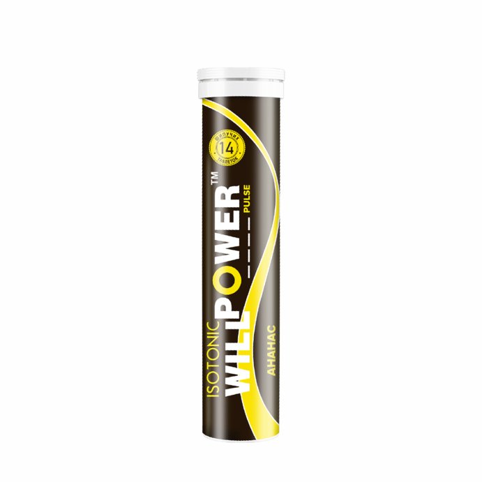 НАПИТОК БЫСТРОРАСТВОРИМЫЙ ИЗОТОНИЧЕСКИЙ WILLPOWER PULSE (АНАНАС) 14 шип. таб