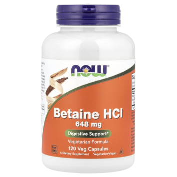 Гидрохлорид бетаина Betaine HCI 648 мг., NOW 120 капс.