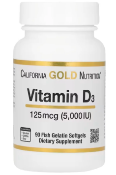 Витамин D3 5000 IU 125 мкг California Gold Nutrition 90 капс.
