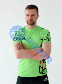 Футболка РОССИЯ зеленая черные вставки