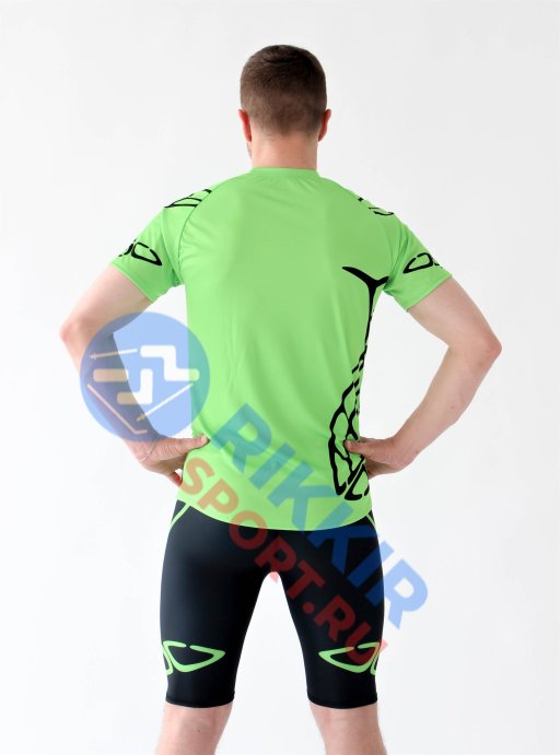 Футболка РОССИЯ зеленая черные вставки