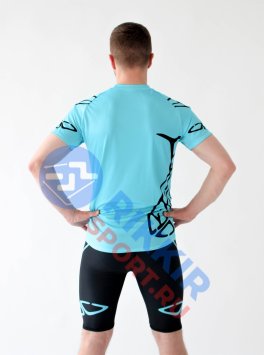 Футболка РОССИЯ бирюзовая черные вставки