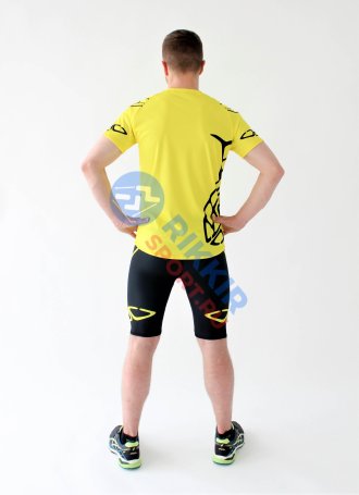 Футболка РОССИЯ желтая черные вставки