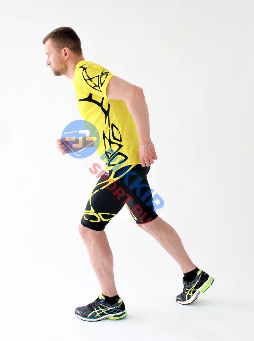 Шорты беговые РОССИЯ желтые вставки в Твери