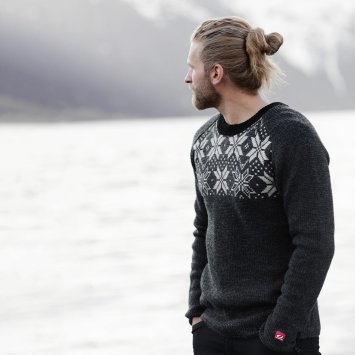 Свитер ULVANG Rav Kiby с кругл. вырезом муж. 77411/11165 угольн./серый