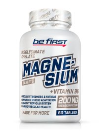 Магния хелат бисглицинат с Б6 Be First Magnesium bisglycinate chelate + B6 60 табс.