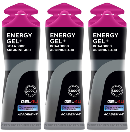 Гели энергетические углеводные с BCAA и Аргинином GEL4U 3 шт по 60мл. (Лесные ягоды)