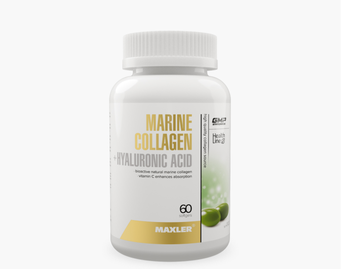 Морской коллаген + Гиалуроновая кислота Maxler Marine Collagen Hyaluronic Acid Complex 60 softgel