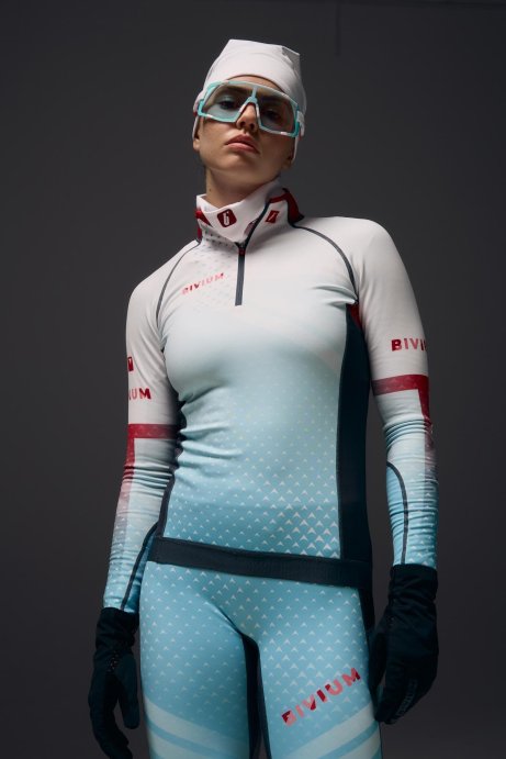 Костюм гоночный утепленный Bivium Энергия 2.0 жен. белый_красный_синий