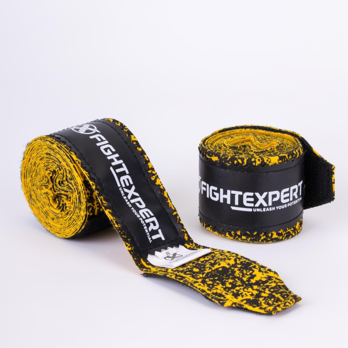 Бинт для бокса FIGHT EXEPERT Fancy 4,5М (нейлон, Желтый/черный)