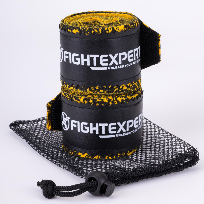 Бинт для бокса FIGHT EXEPERT Fancy 4,5М (нейлон, Желтый/черный)