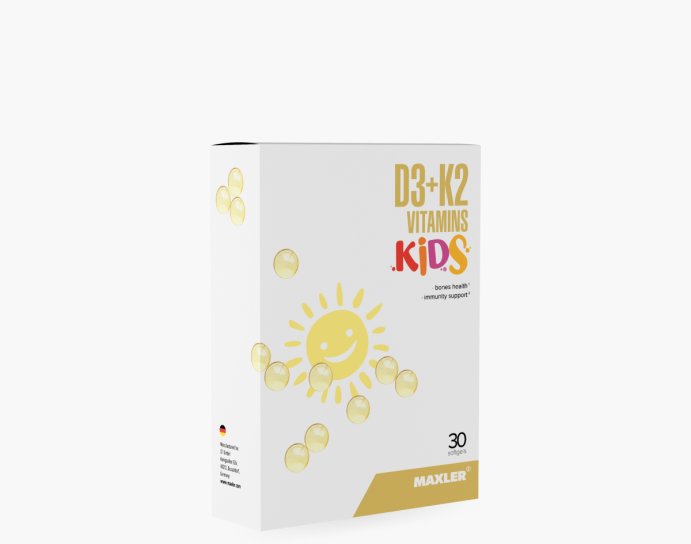 Maxler D3 + K2 Vitamins Kids 30 caps box