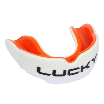Защита рта (капа) детская FLAMMA-Lucky ORANGE с футляром (резина. гель, Белый/оранжевый)